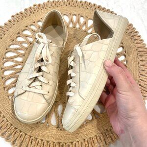 Freda Salvador Eda D'Orsay Sneaker Sand Embossed Croc Size 6.5